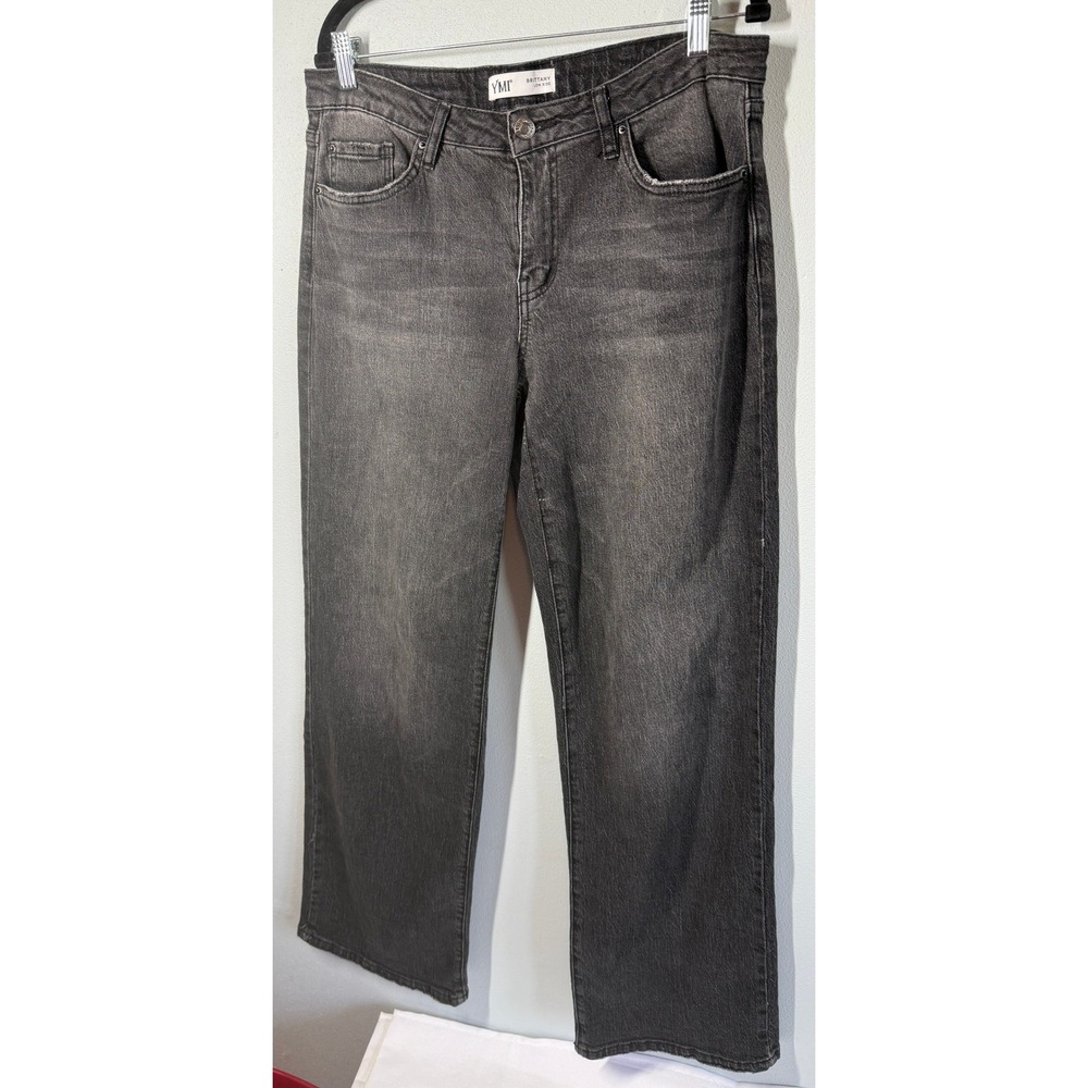 YMI Womens Brittany Low Rise Wide Leg Jean Black Vintage Wash Size 16 Indie